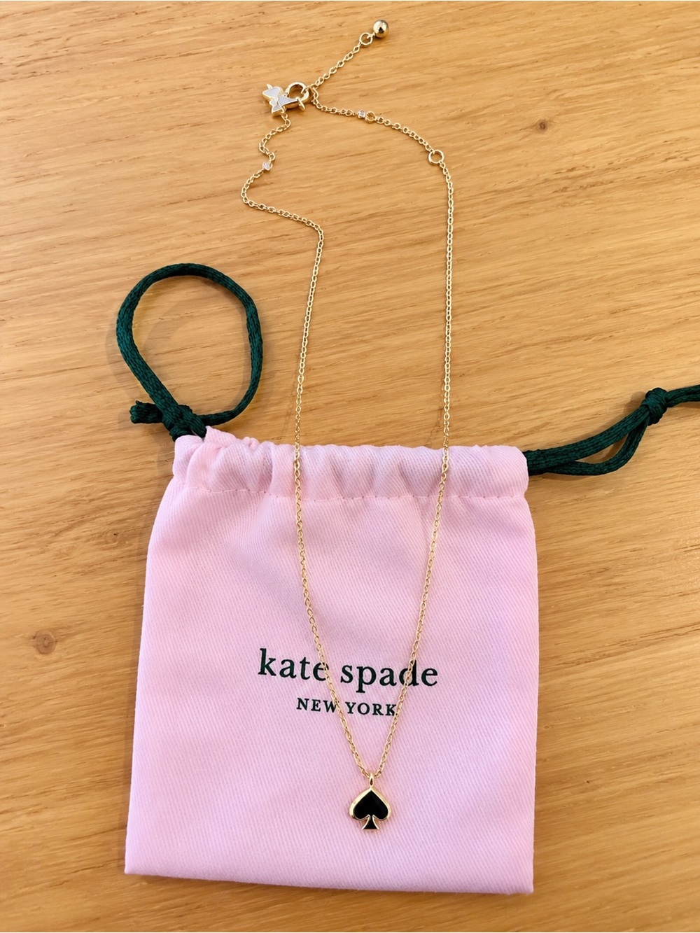 kate spade Gold Necklace with Black Spade Charm on Gold Chain